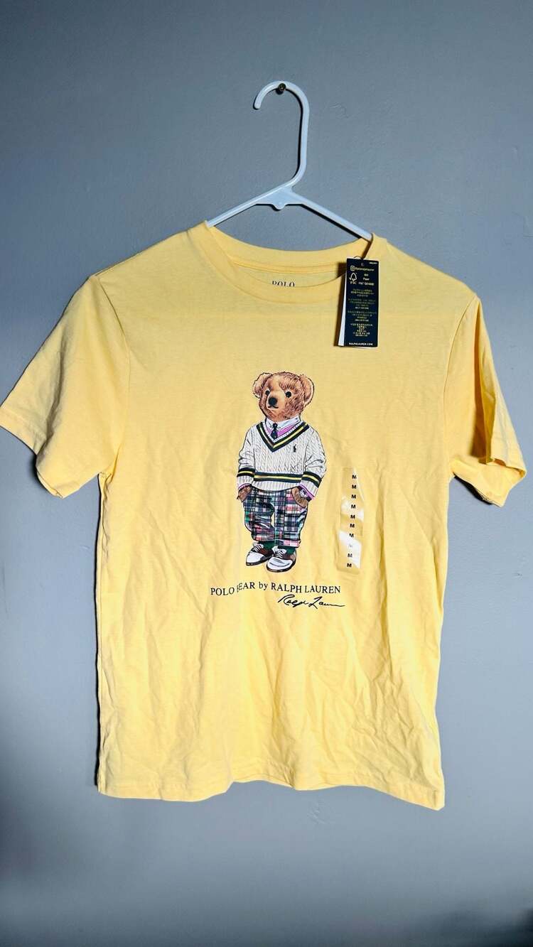 Polo Ralph Lauren Polo Bear T-Shirt Size M (10-12) Yellow. Pc 116